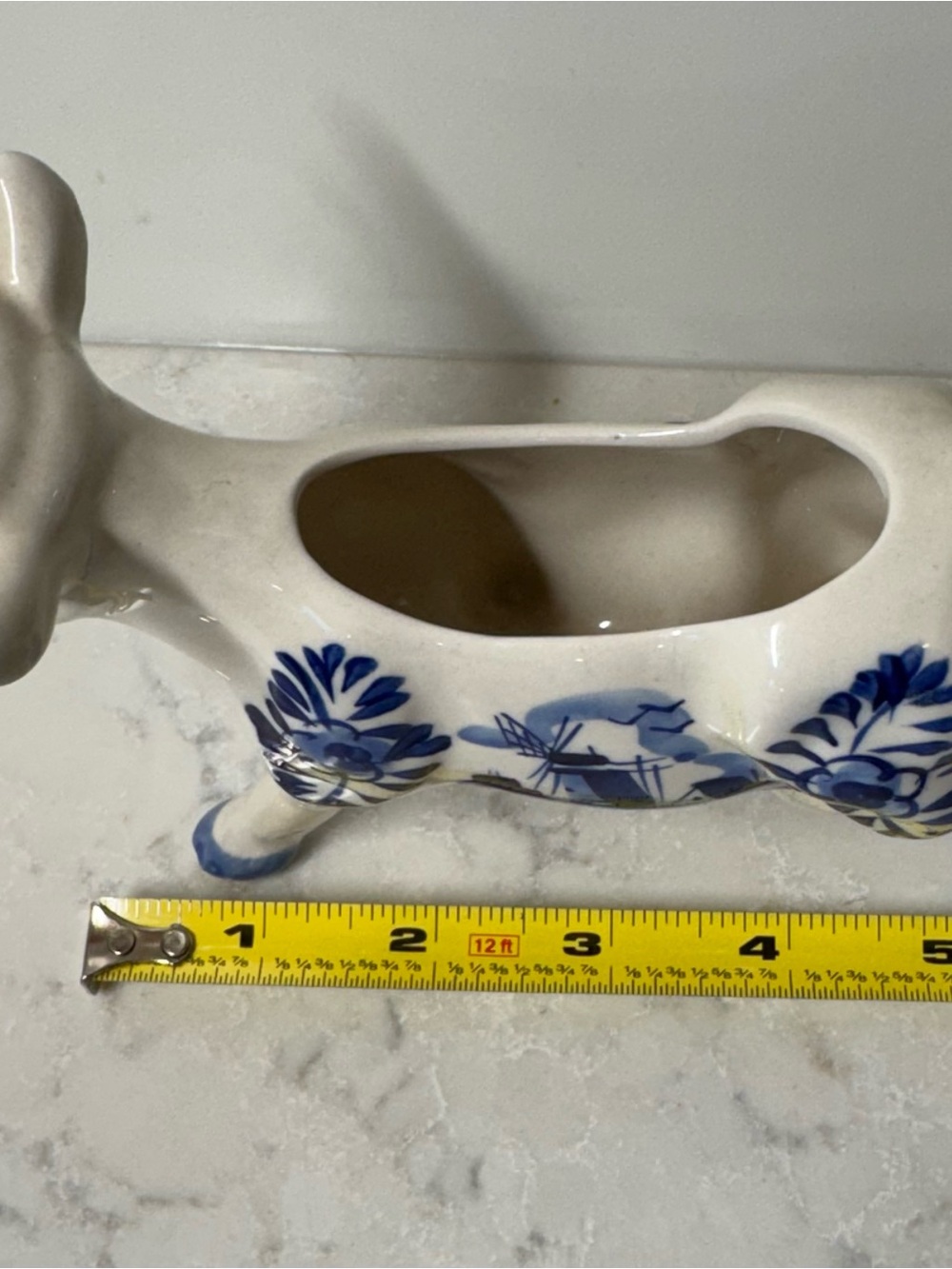 Vintage Blue Delft Blue Ceramic Cow Creamer - White and Blue - Picture 10 of 10
